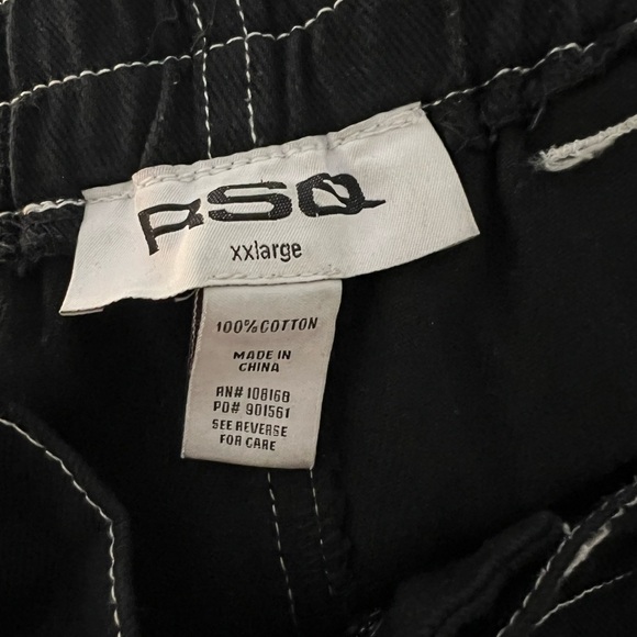 Black cargo pants with white stitching 100% cotton - Picture 4 of 4